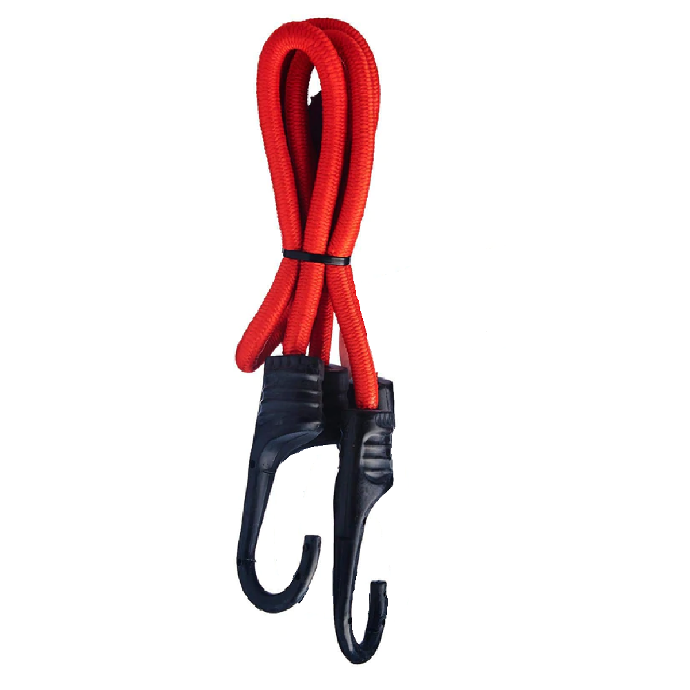 HardwareCity TOUGH & ELASTIC Bungee Cord With Plastic Coated Steel Hooks Red Orange
